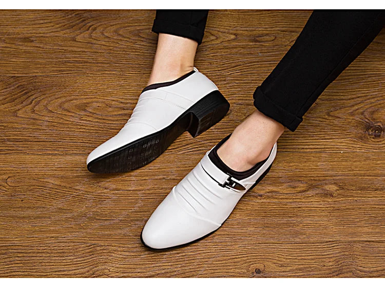Cheap White Men's Dress Shoes Pointed-Toe Slip-On Leather Shoes Man Big Size 38-48 Casual Business Shoes Men zapatos para hombre