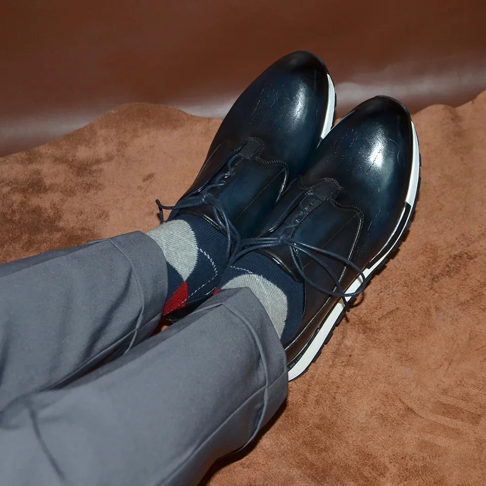 European Luxury Men Sneakers Genuine Cow Leather Monk Strap Basic Double Buckles Wingtip Brogue Casual Office Party Mens Shoes