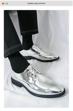 Luxury Silver Man Patent Leather Shoes Large Size 38-50 Party Dress Wedding Shoes Men Pointed toe Leather Shoes Designer Oxford