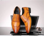 Men's Classic Retro Brogue Shoes Mens Lace-Up Leather Dress Business Office Flats Men Wedding Party Oxfords EUR Sizes 38-48