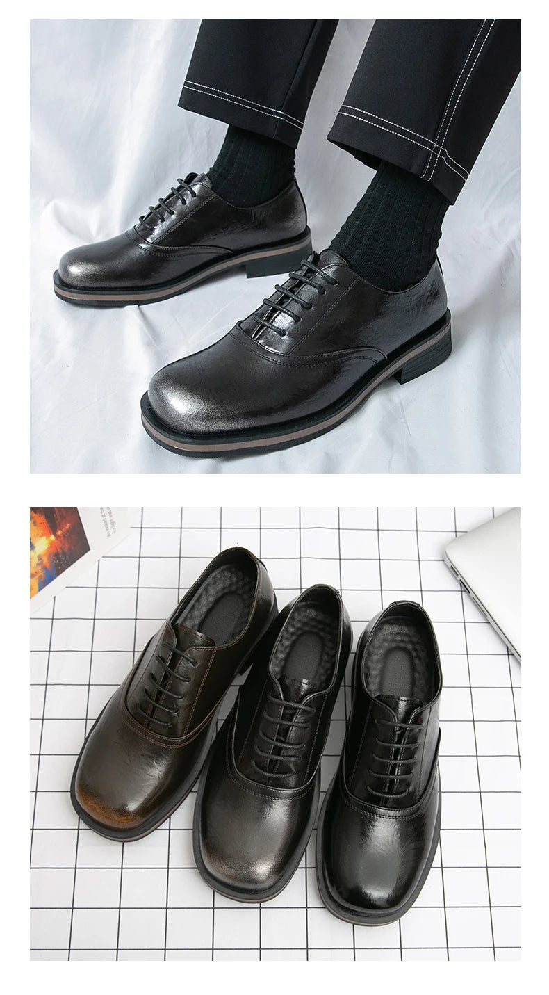 New Spring Autumn Fashion Men Shoes Men Leather Oxfords Shoes Casual Lace-up Formal Business Wedding Dress Shoes Big Size 38-46